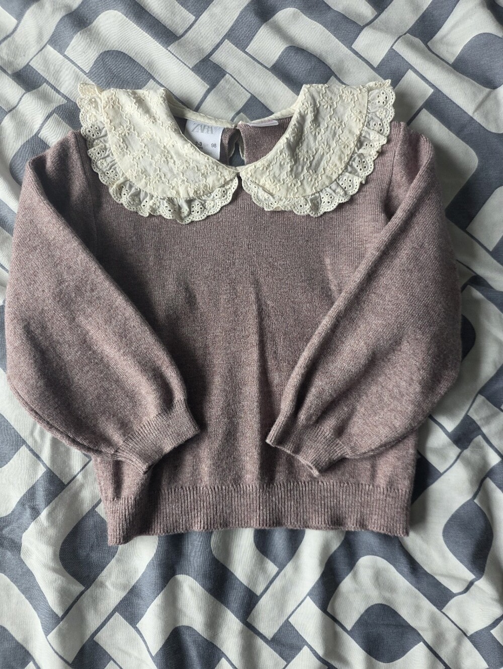Zara Lace-Collar Sweater in Dusty Rose